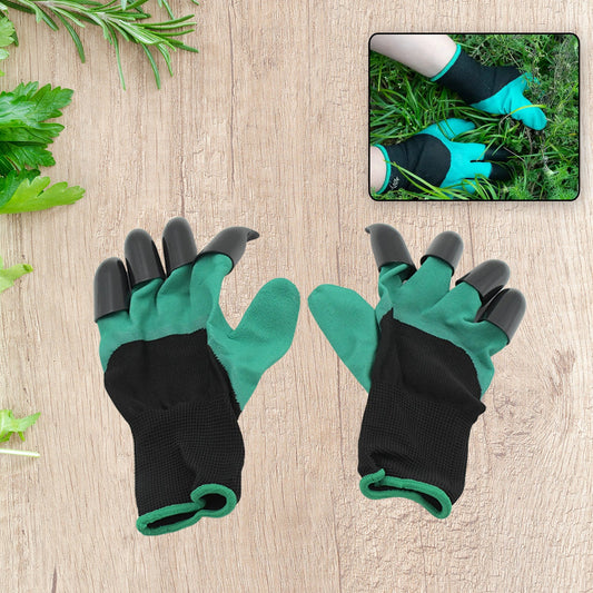 Heavy Duty Garden Farming Gloves- ABC Plastic Washable With Hand Fingertips & ABS Claws (1 Pair / Mix Color)