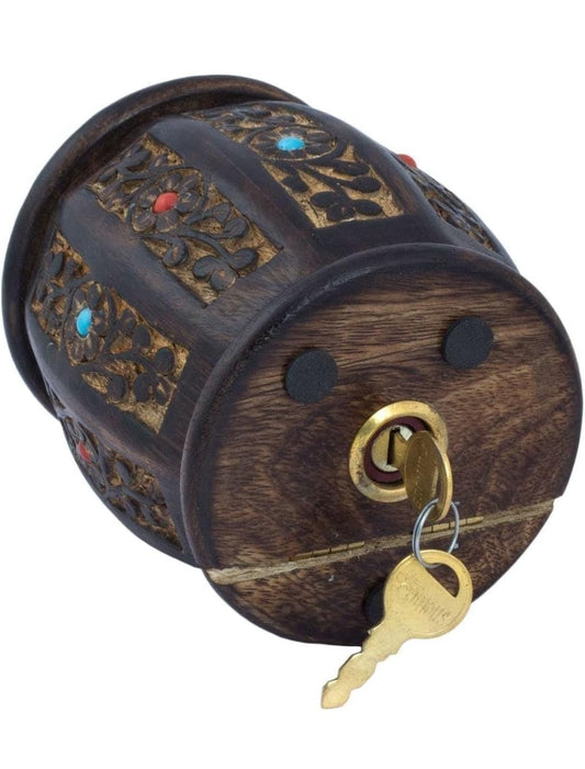 Wooden Handcrafted Antique Dholak Shaped Money Bank