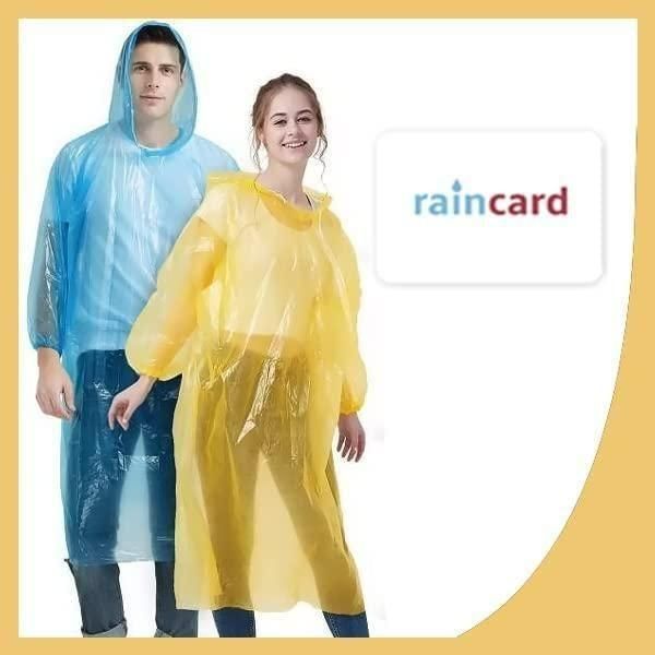 Fully Reusable Wallet Rain Card Rain Coat for Adults (Pack of 5) Multicolour