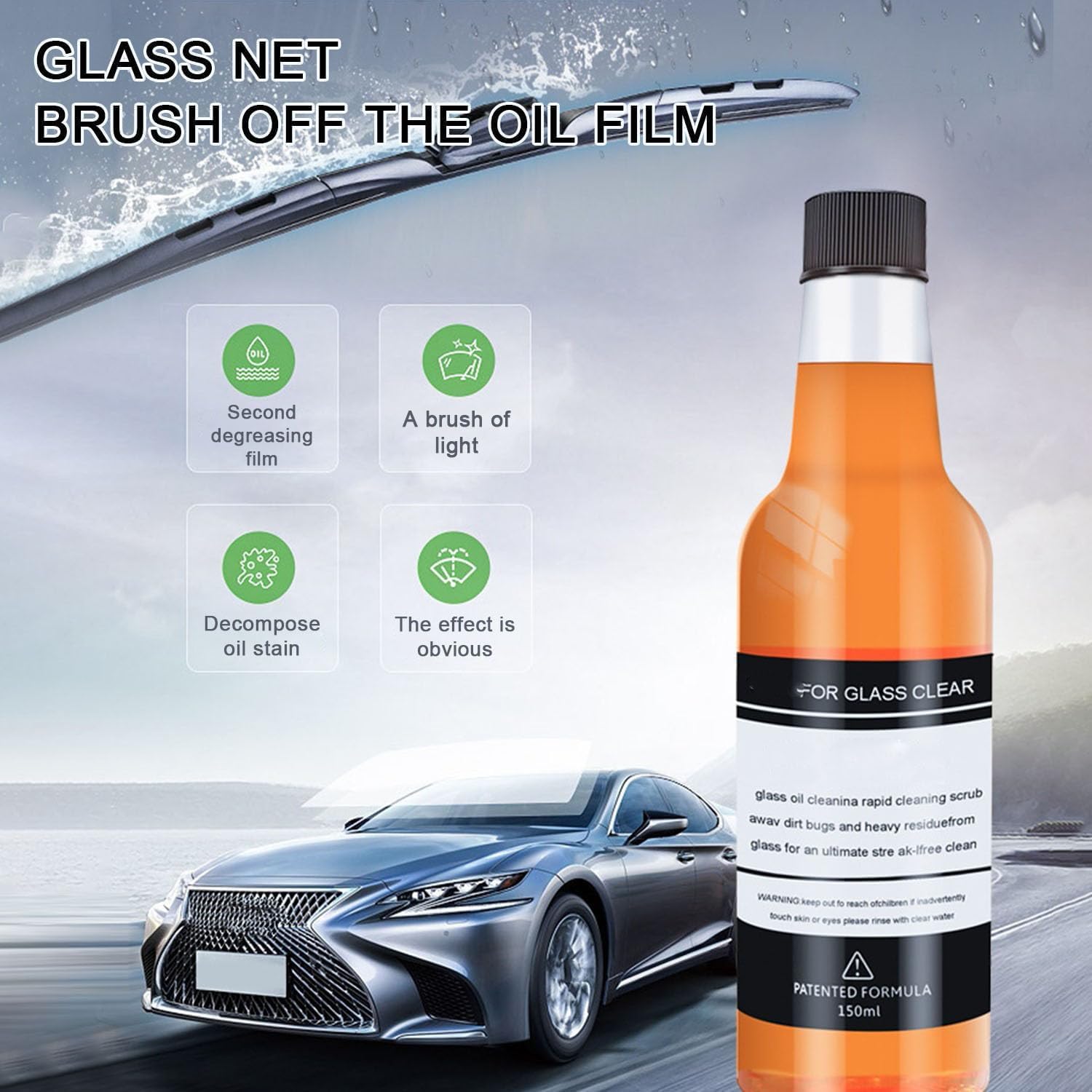 100ML Anti freezing Oil Film Remover Car Windshield Cleaner For Auto Glass Cleaning - Multi Purpose