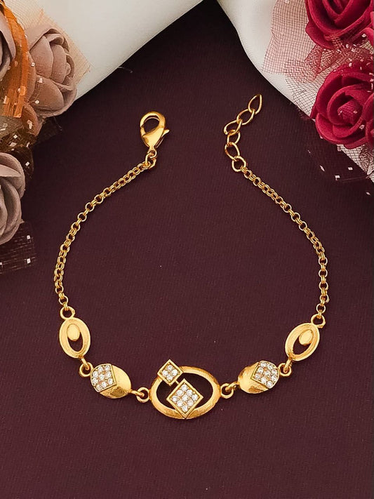 Cubic Zirconia Party Bling Necklace - Gold color