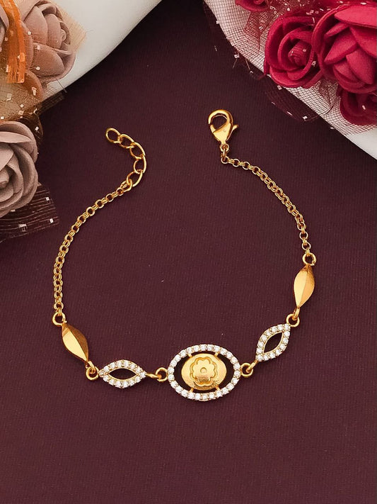 Cubic Zirconia Gold-Plated Brass Alloy Necklace