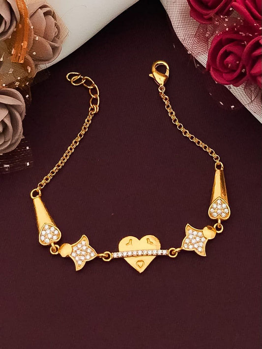 Cubic Zirconia Heart Shape Gold-Plated Brass Alloy Necklace
