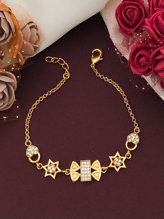 Cubic Zirconia Gold-Plated Brass Alloy Necklace