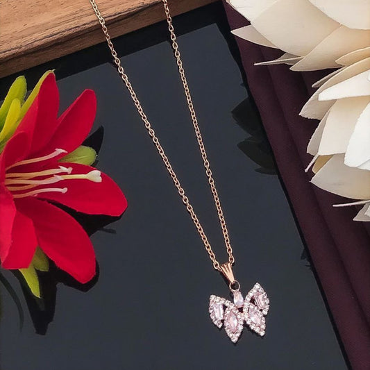 Rose Gold Plated Stainless Steel CZ dazzling Chain Pendant