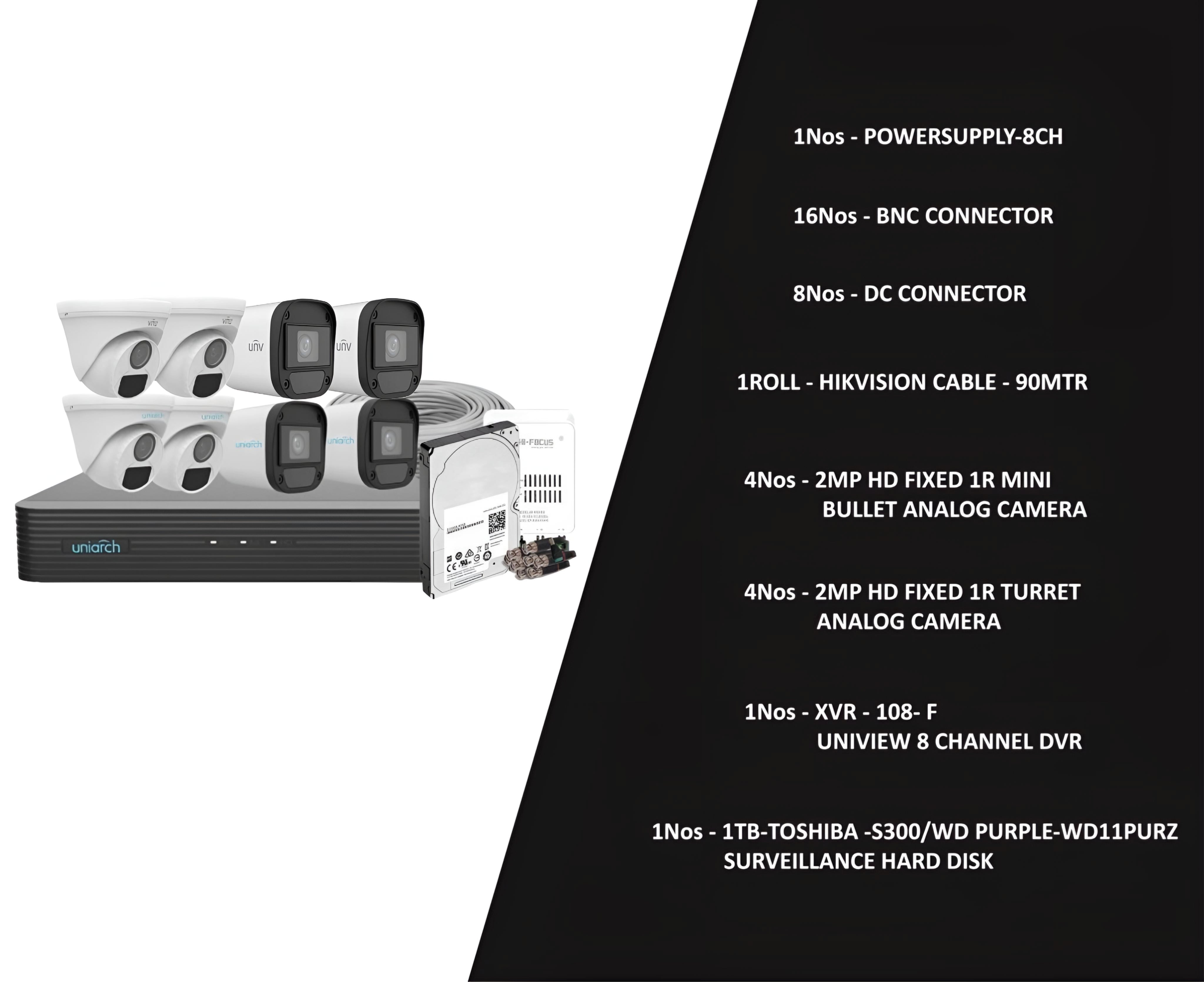 UNV - 2MP Camera 8 Channel Combo- Normal Vision