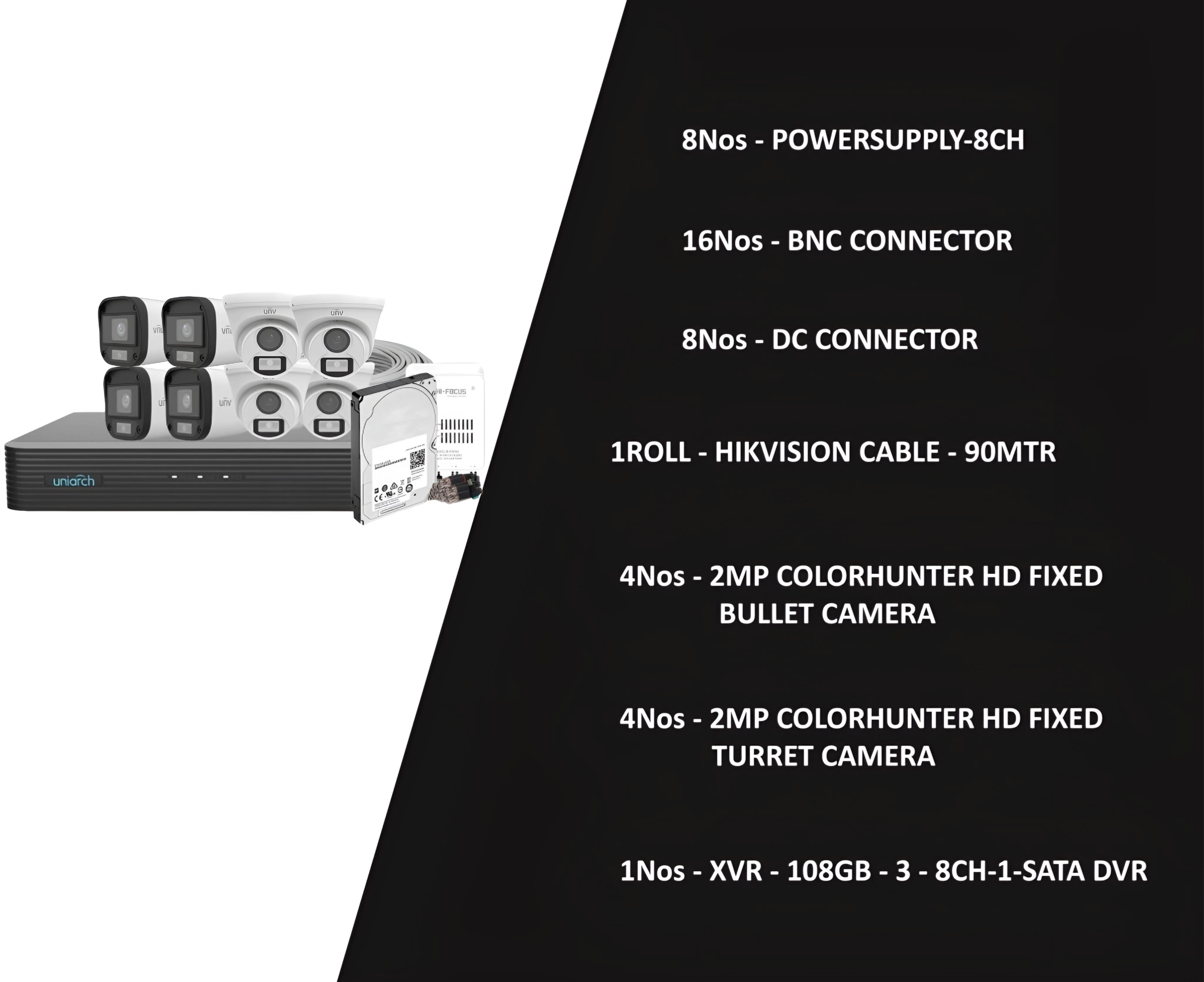 UNV - 2MP Camera 8 Channel Combo - Color