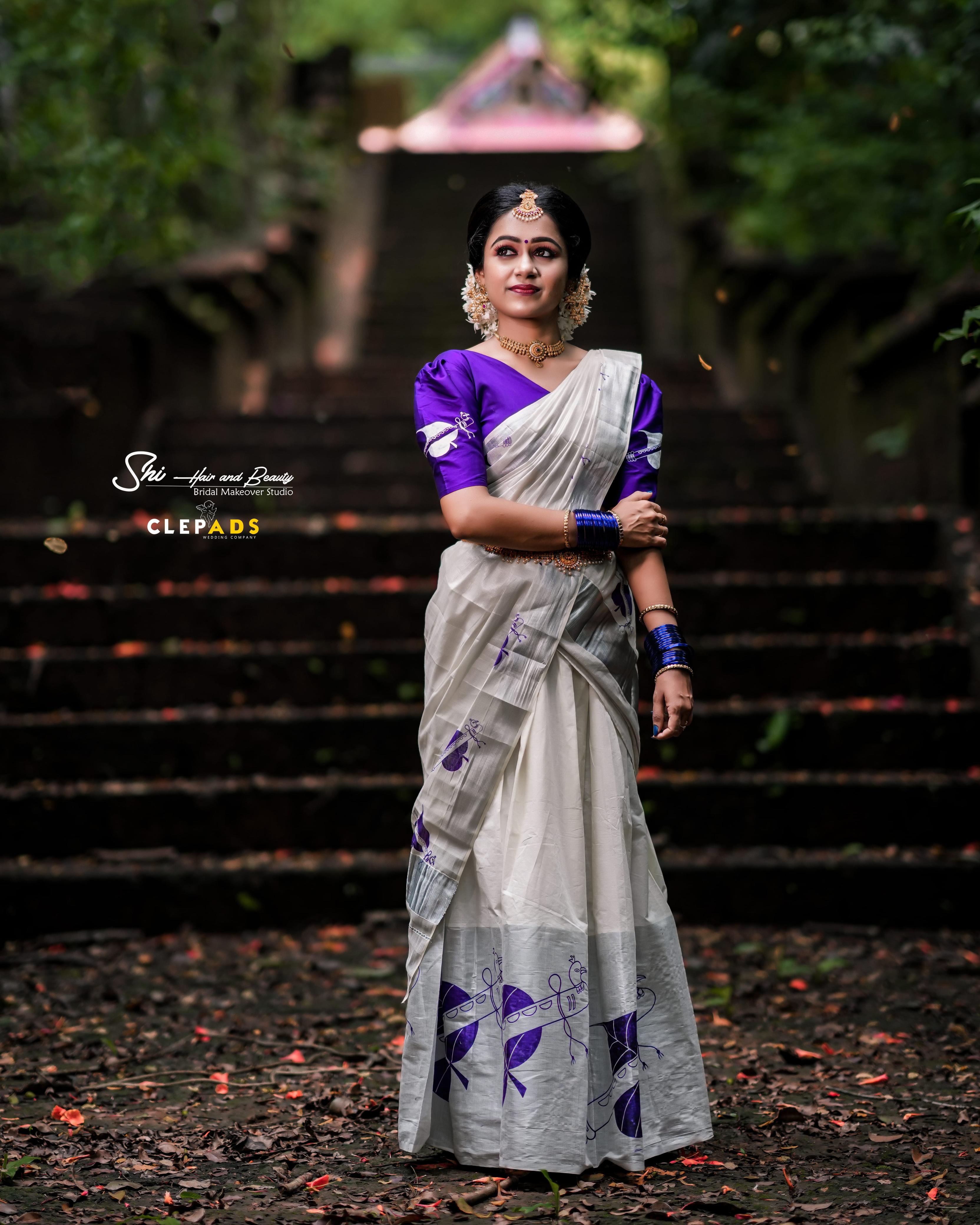 Banyan Leaf Silver Tissue Davani With Violet Blouse, Skirt Stitched And Blouse Material