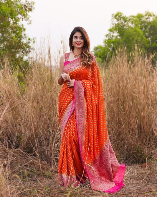 Banarasi Jacquard Soft Lichi Silk Saree With blouse Piece