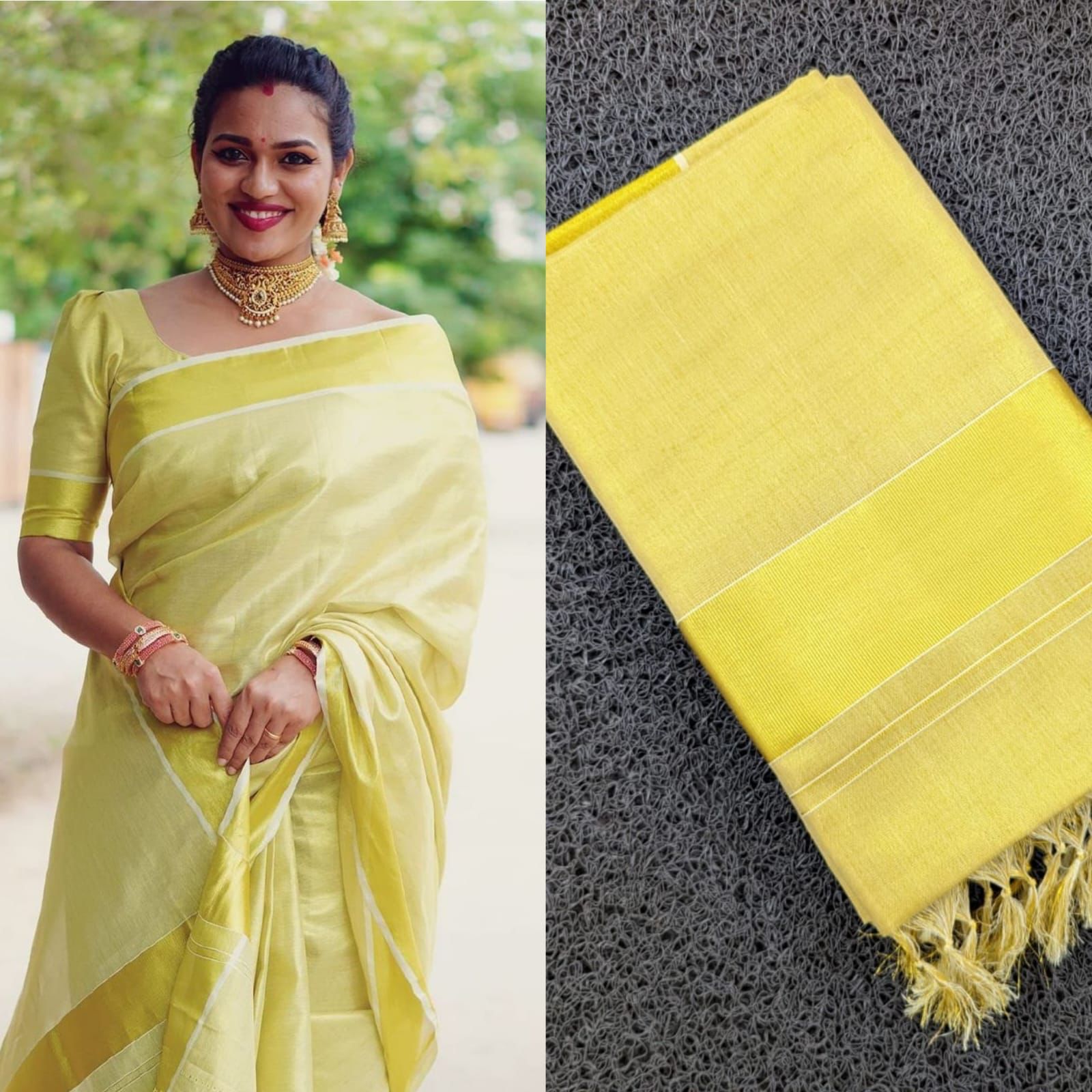 Golden Tissue Saree-Kerala Traditional Tissue Saree | Bridal Tissue Saree