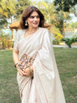 Rose gold tissue checked saree - Ready to Wear