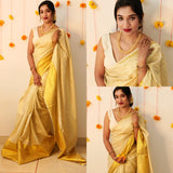 Gold tissue saree with plain border