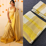 Gold tissue saree with plain border