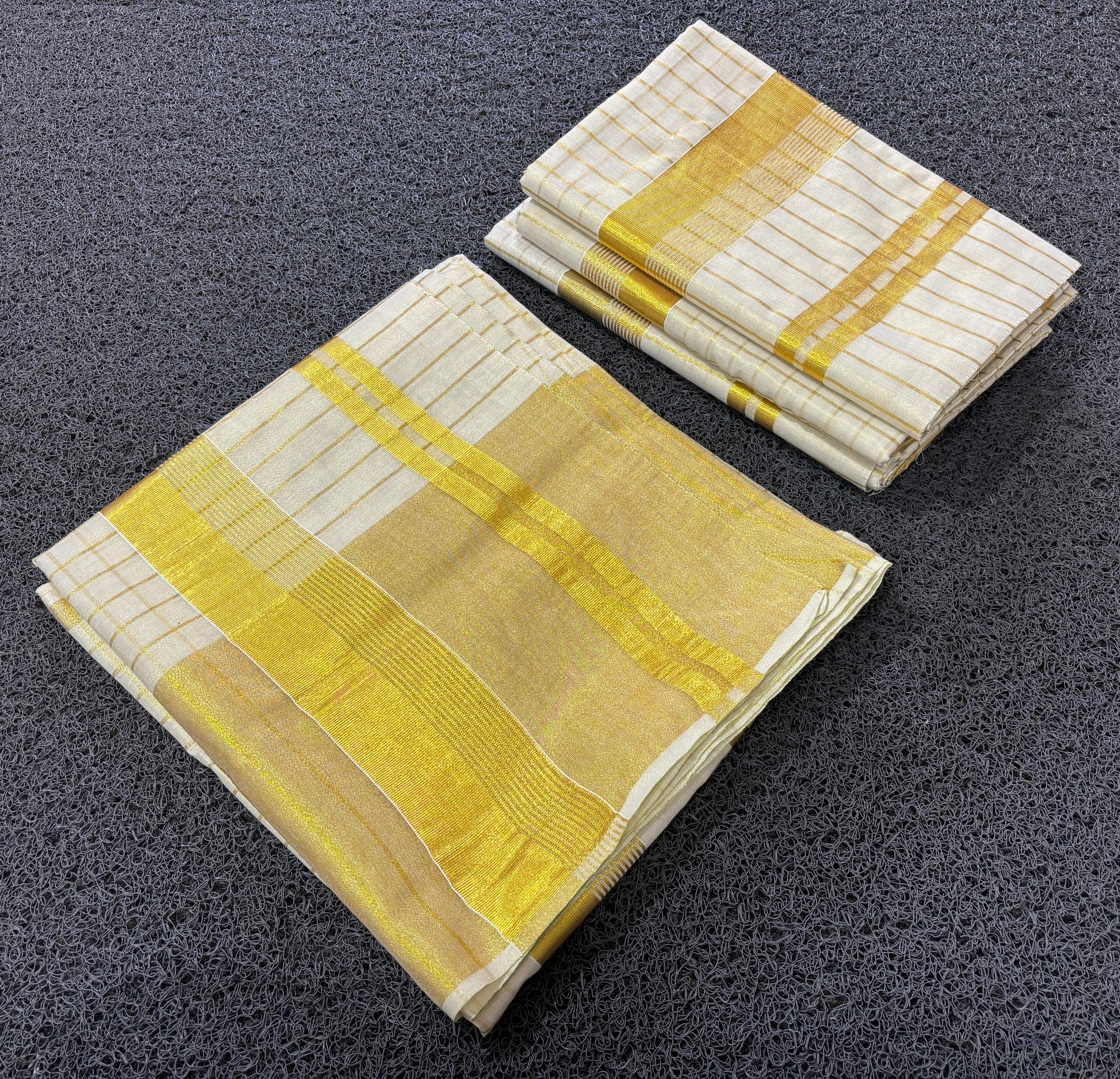 Gold tissue saree with plain border