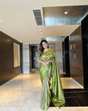 Olive Green Kubera Pattu Soft Silk Saree