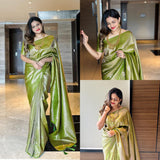 Olive Green Kubera Pattu Soft Silk Saree