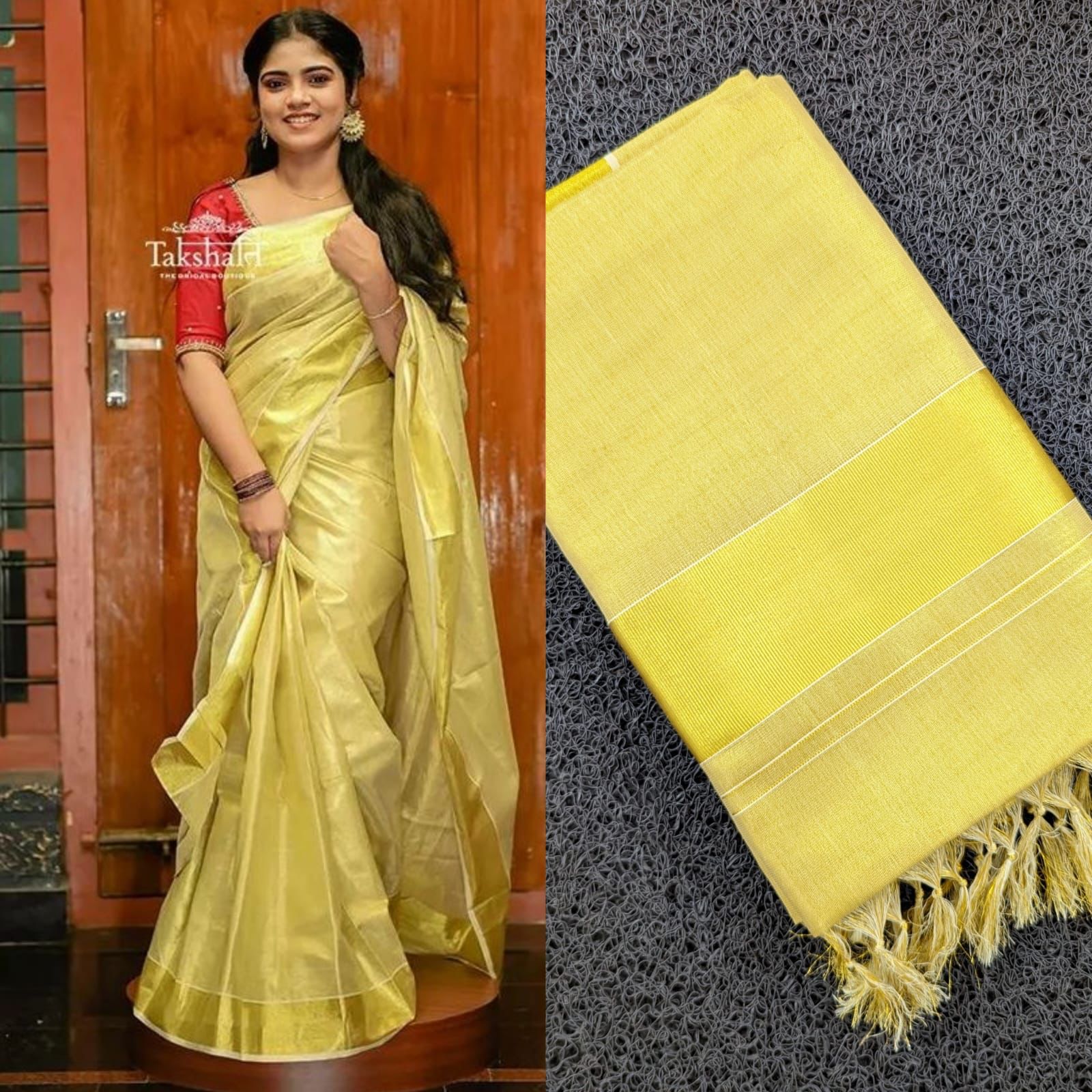 Kerala Golden bridal tissue  - Ready to wear saree