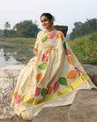 Multi color leaf golden tissue saree