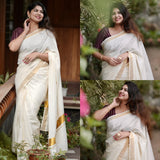 Pure Handloom Kerala cotton - Ready to wear saree