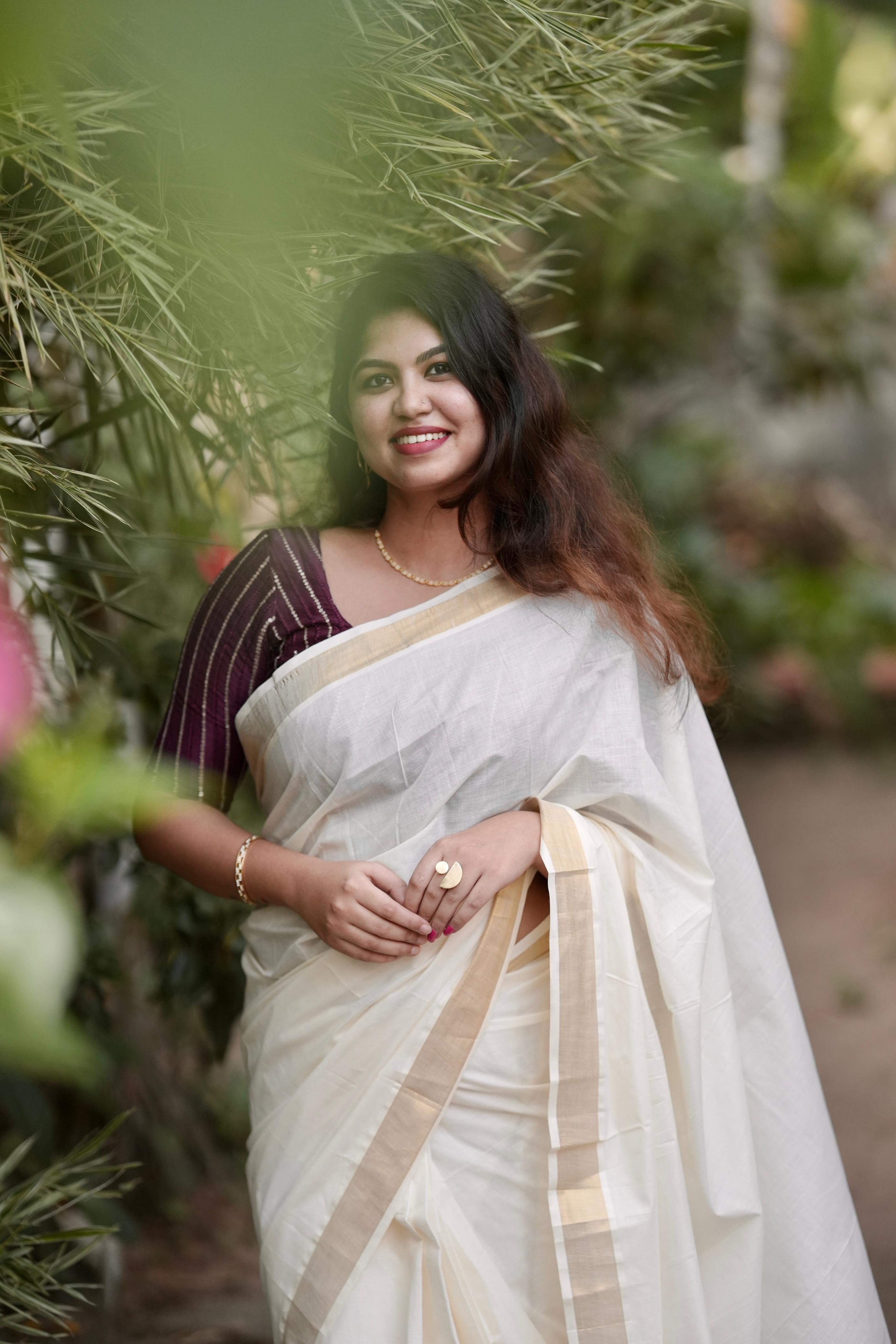 Pure Handloom Kerala cotton - Ready to wear saree