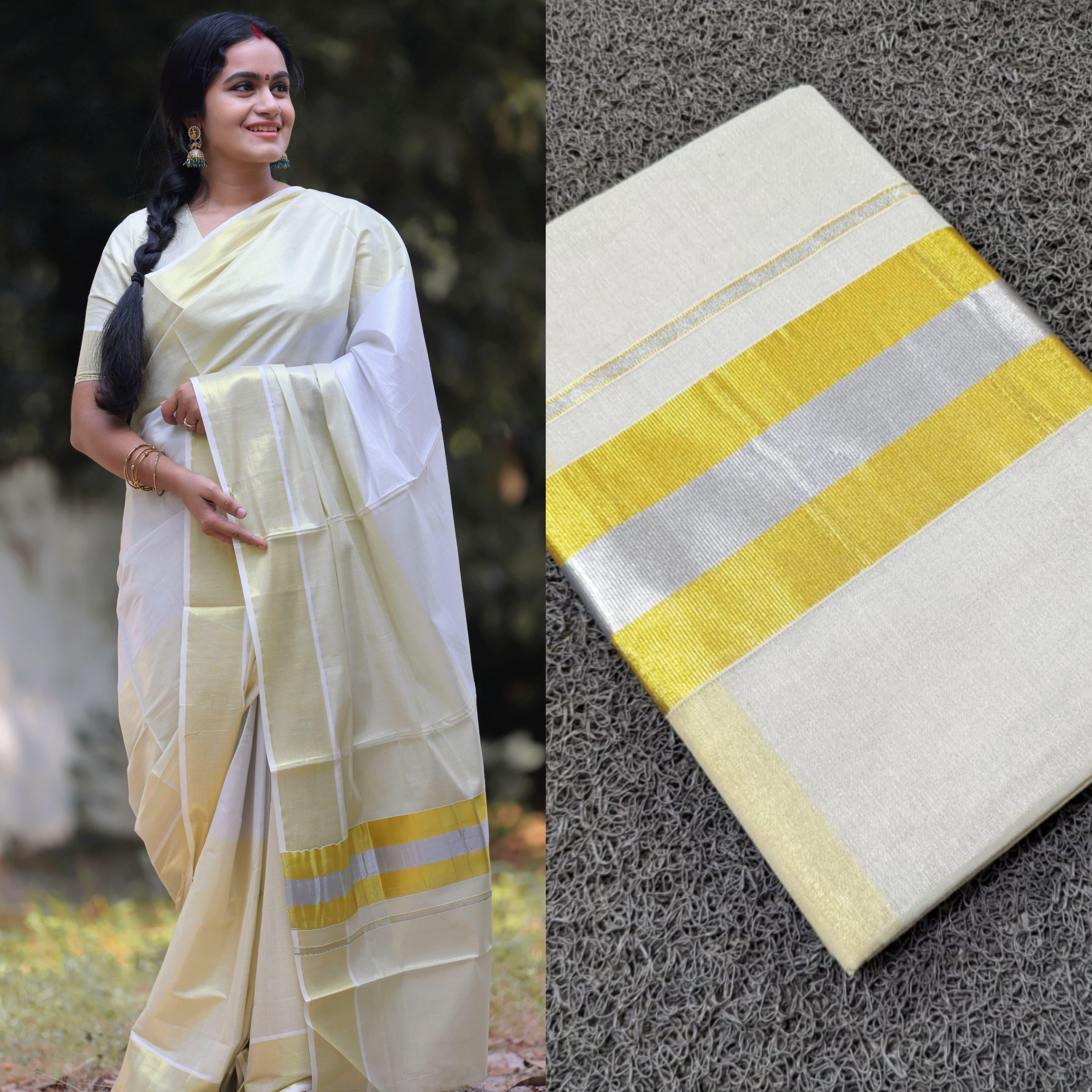 3 layer golden and silver tissue saree