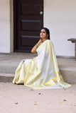 3 layer golden and silver tissue saree