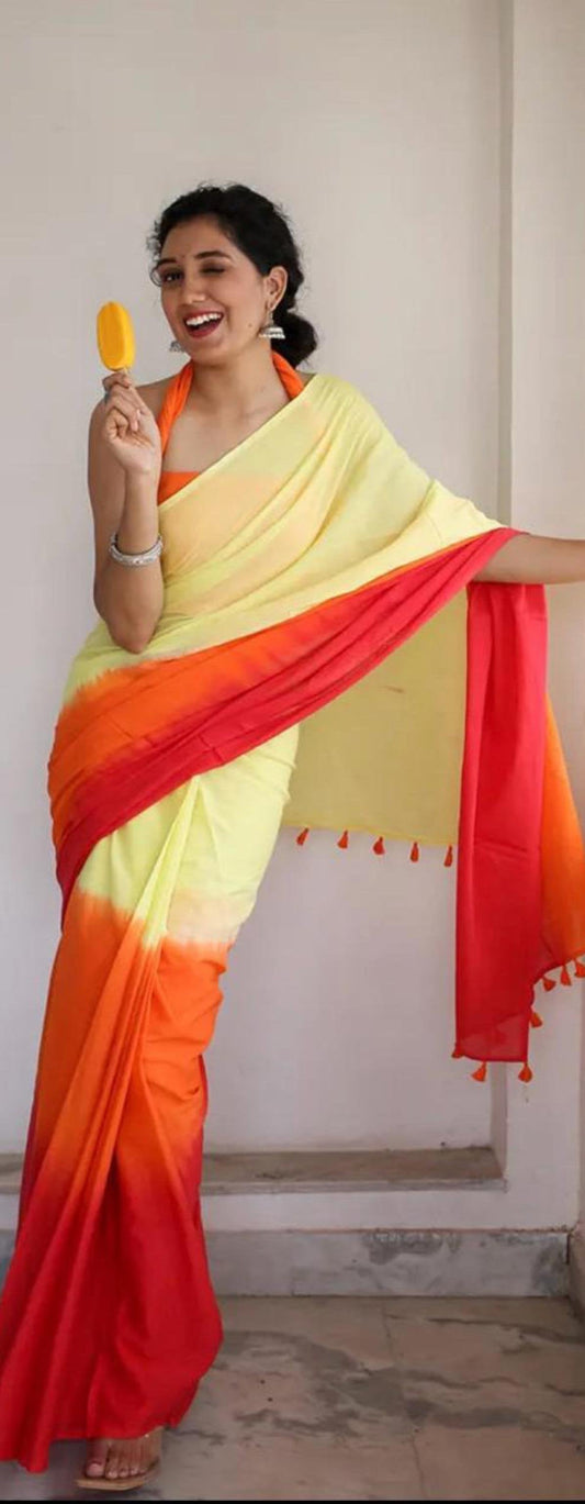 Designer Mul Cotton Dual-Tone Dyed Saree for Fashionable Summer Wear