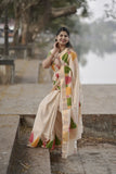 Kerala Tissue Saree with Vibrant Colour Big Temple Designs on Border