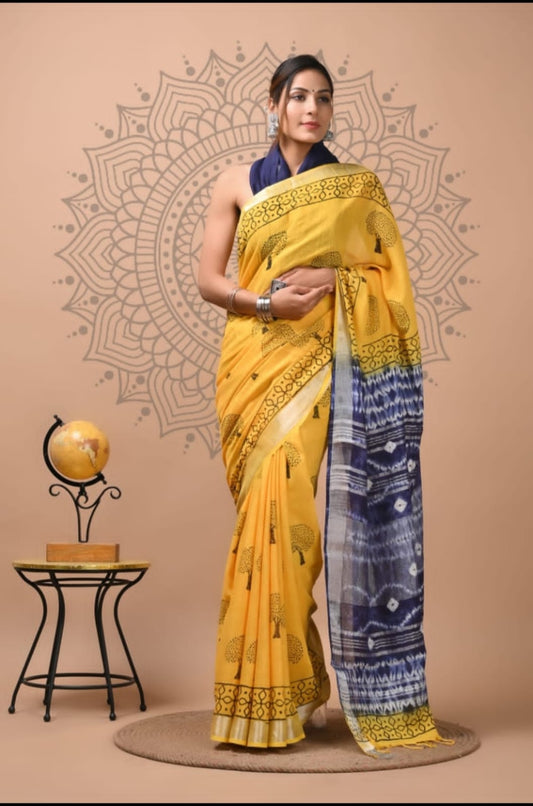 Hand Block Printed Cotton Saree