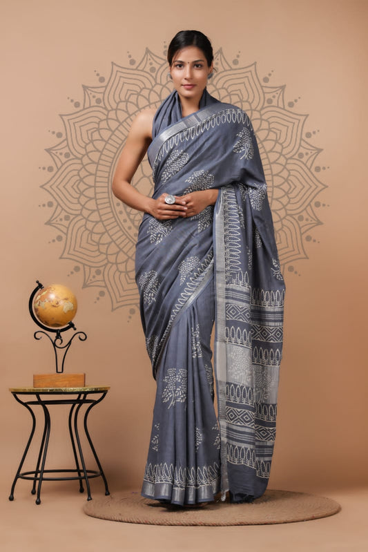 Hand Block Printed Cotton Saree