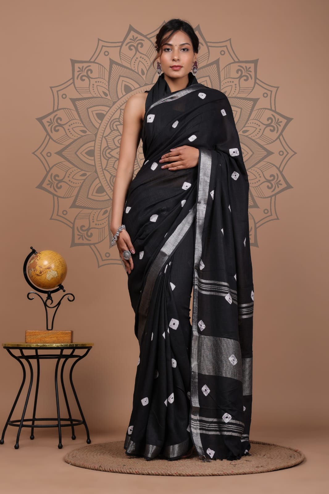 Hand Block Printed cotton mulmul saree