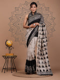 Cotton Saree - Hand Block printed Mulmul Saree