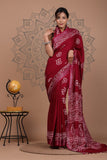 Cotton Saree - Hand Block Printed Mulmul Saree