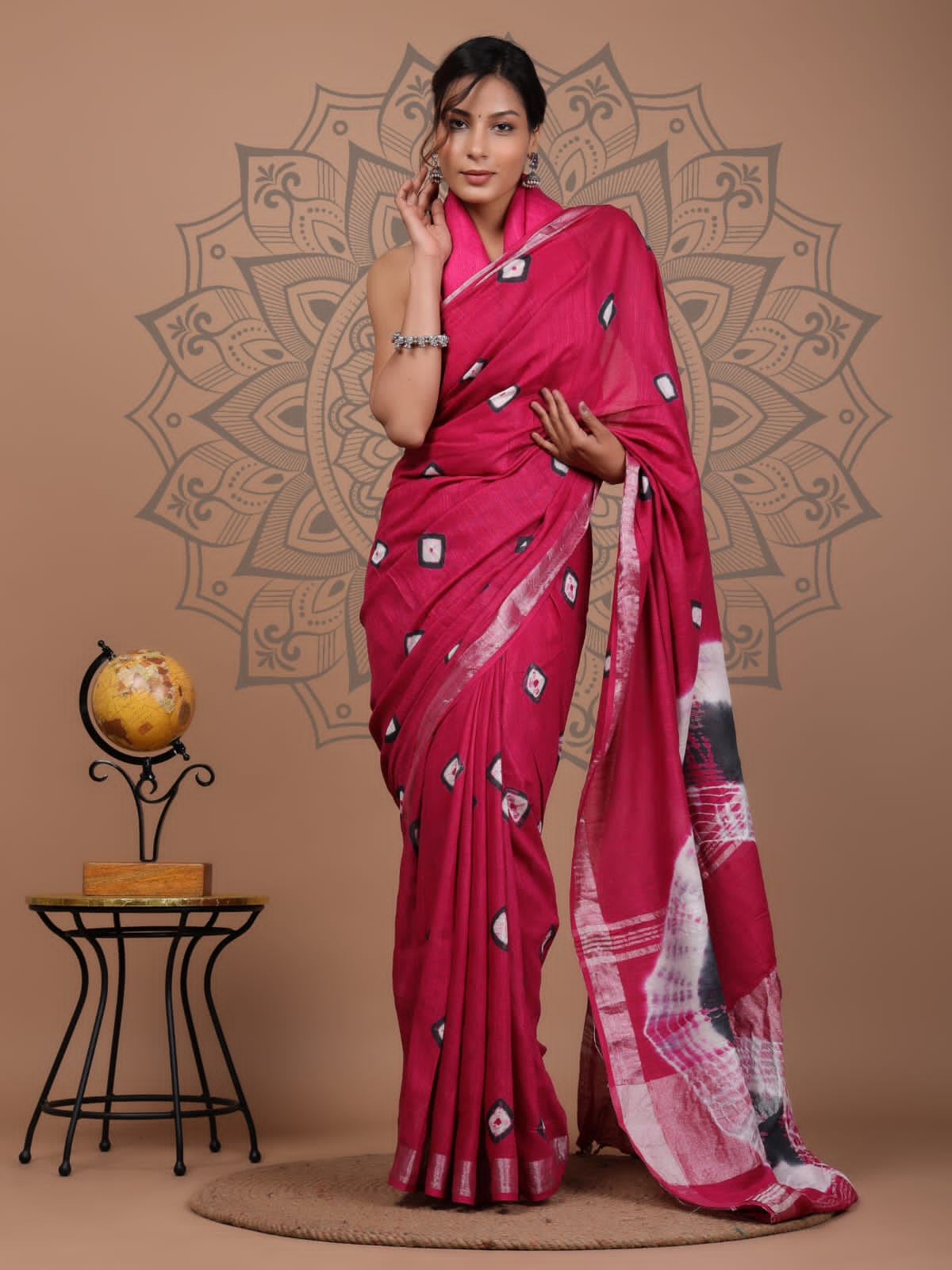 Hand Block Printed Cotton Mulmul Saree