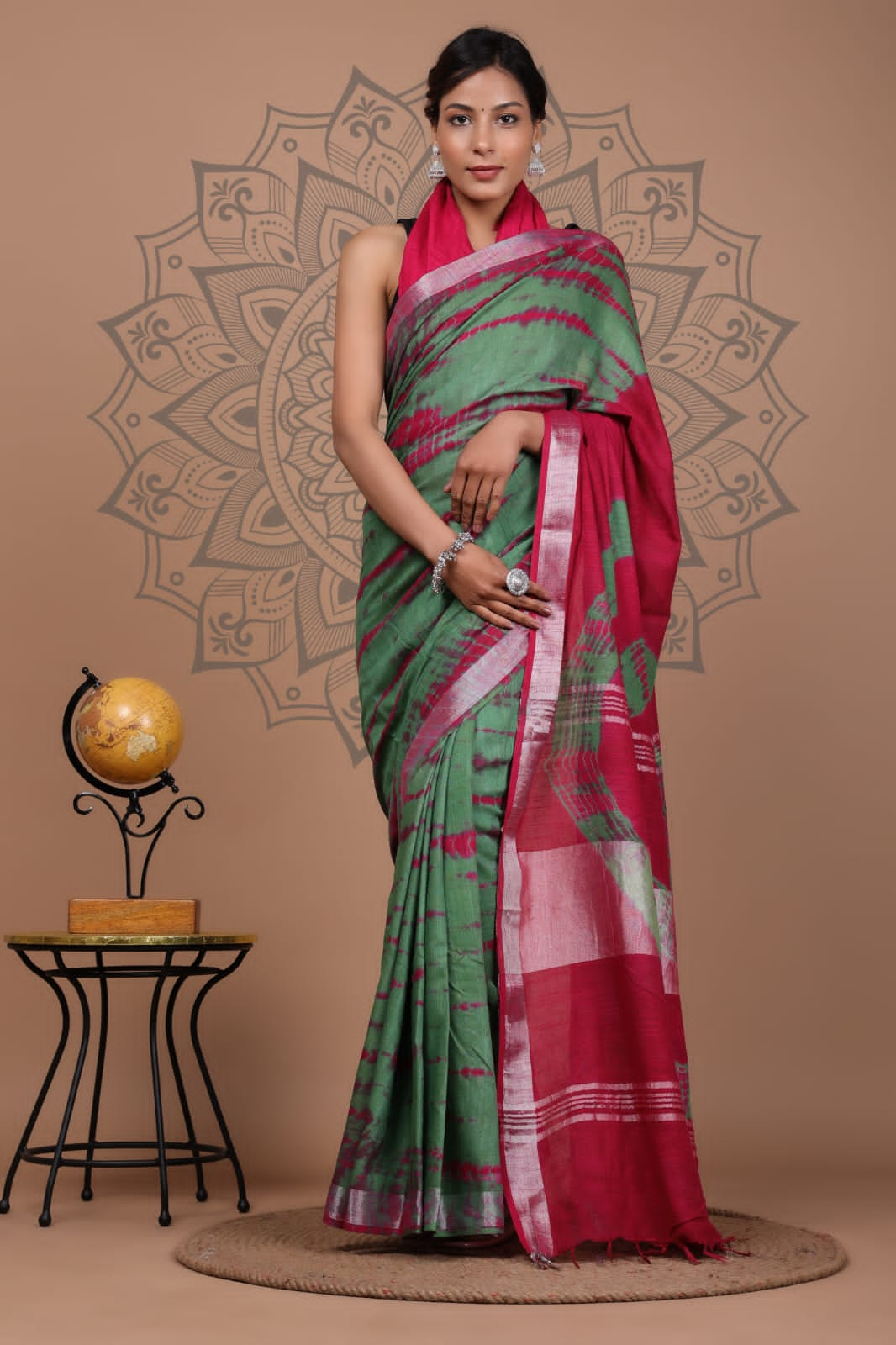 Hand Block Printed Cotton Mulmul Saree