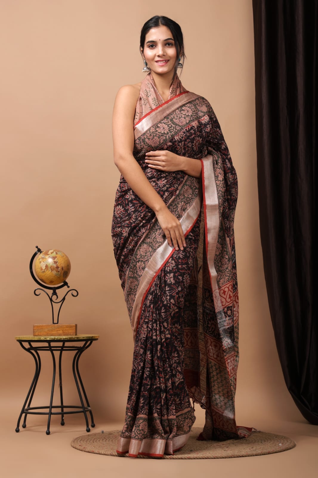 Hand Block Printed Cotton Mulmul Saree