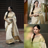 Pure Handloom Tissue Jari line saree - Ready to wear