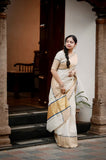 Pure Handloom Tissue Jari line saree - Ready to wear