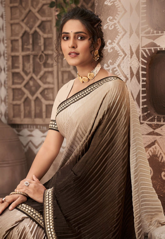 Embroidered Bollywood Silk Blend Saree