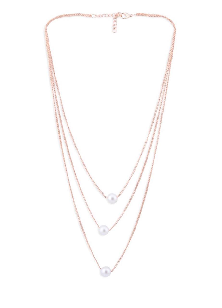Belchar Chain Center White Pearl 3 Layered Necklace Chain