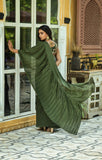 Chinon Saree With Unstitched Embroidery Blouse Piece