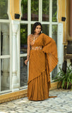 Chinon Saree With Unstitched Embroidery Blouse Piece