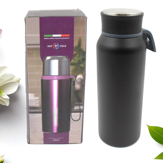 Vacuum Stainless Steel Water Bottle With Carry Handle (500ML)