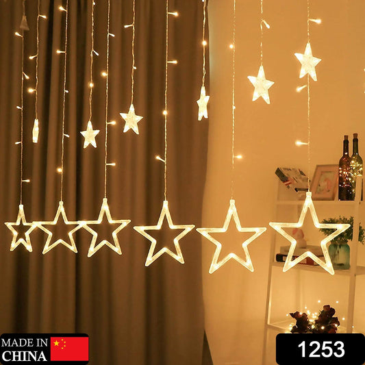 12 Stars Curtain String Lights, Window Curtain Lights with 8 Flashing Modes Decoration for Festivals-11