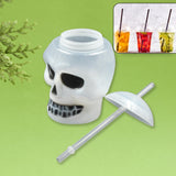 Ghost Face Bottle Water Bottle, Drinking Cup with Lid and Straw, Halloween and Beach Party Decorations (1 Pc)