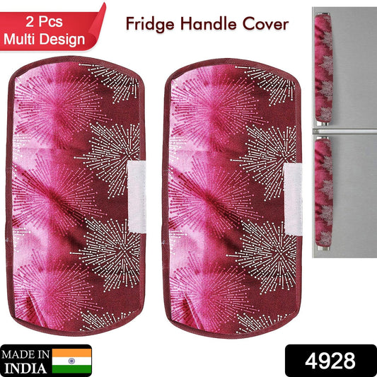 Fridge Handle Cover Polyester High Material Cover For All Fridge Handle Use ( Set Of 2 Pcs ) Multi Design