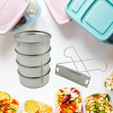 Double Wall Insulated Stainless Steel Tiffin 4 Compartment Lunch Box with Handle Stackable Stainless Steel Lunch Box, Tiffin Box Set (1 Pc 4 compartment)