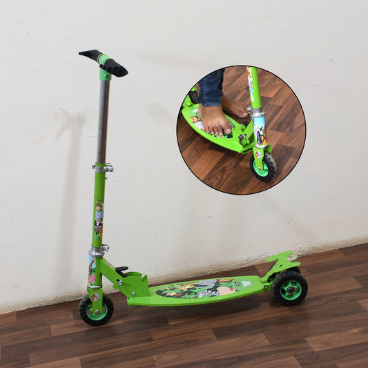 Basic Kids Ride On Leg Push Scooter for Boys and Girls (4 - 8 Years Old Kids) 3 Wheel Foldable Scooter Cycle with Height Adjustment for Boys and Girls Multi-Colour