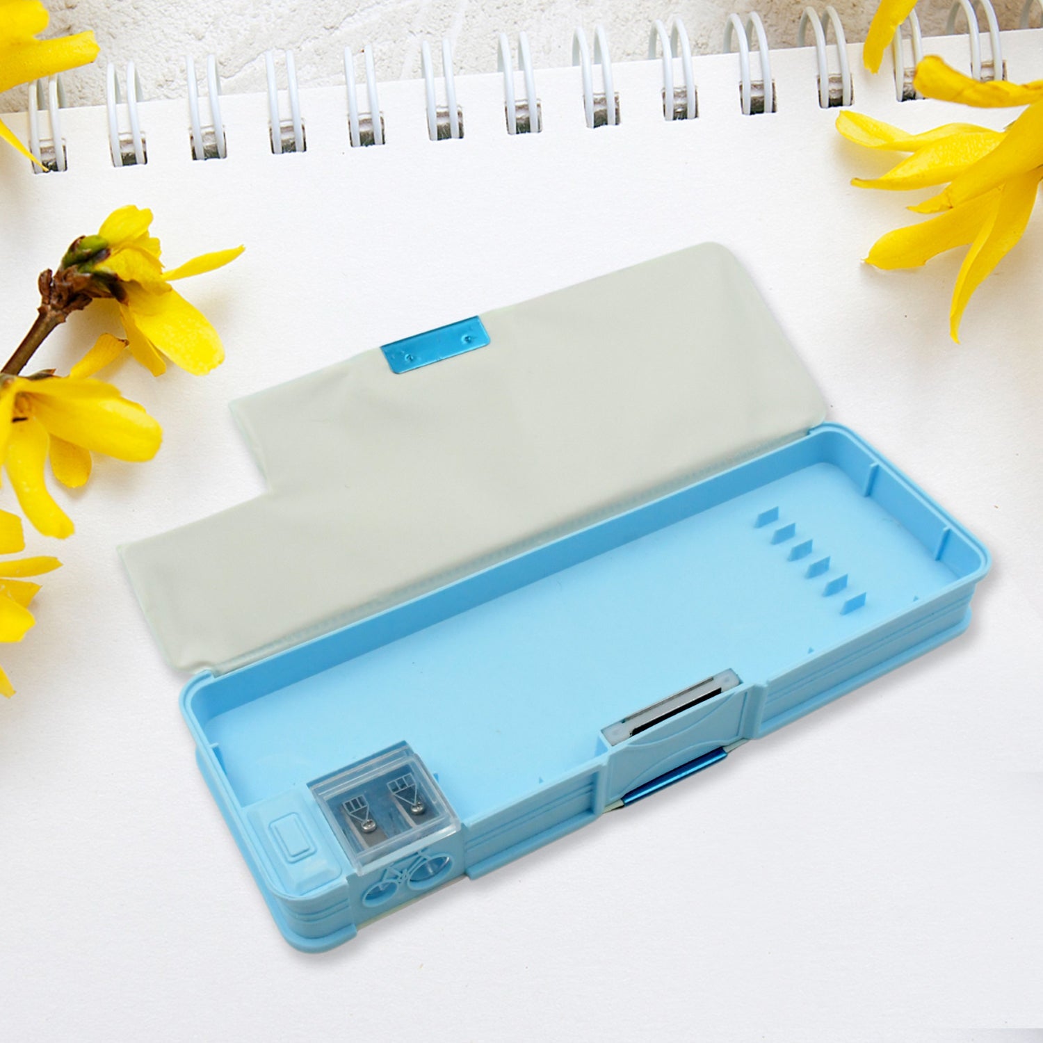 Multipurpose Compass Box, Plastic Double Deck Pencil Case with 2 Compartments for Kids(1 Pc Mix Design)