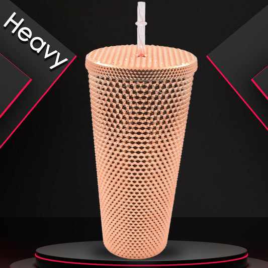Cup with Straw Reusable Matte Studded Tumbler with Leak Proof Lid Water Cup Travel Mug  BPA Free (1 Pc)
